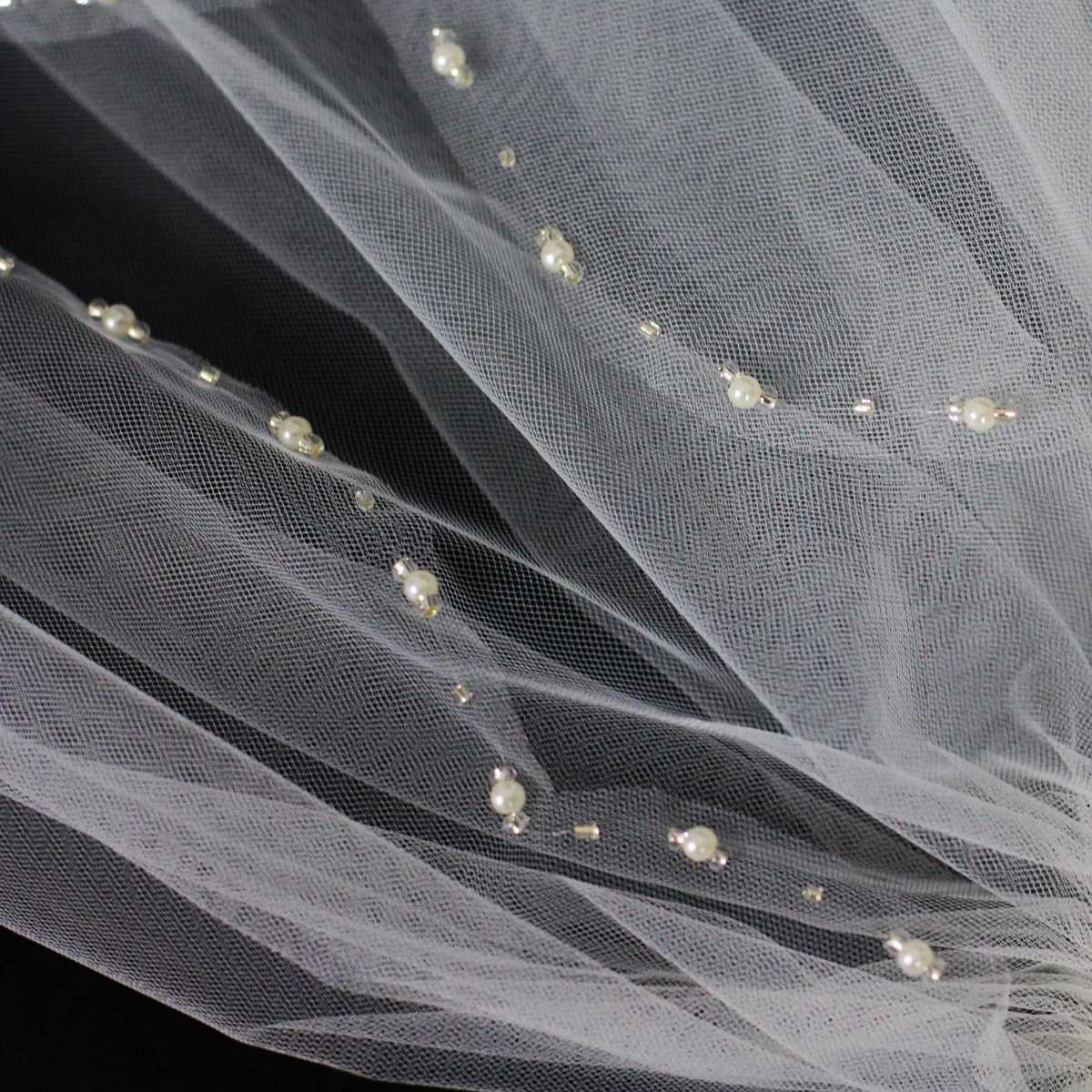 V737 Exquisite Bridal Veil Wedding Dress Single layer Handmade Beaded Edge White Bride Becomes Headpiece Veil W241007