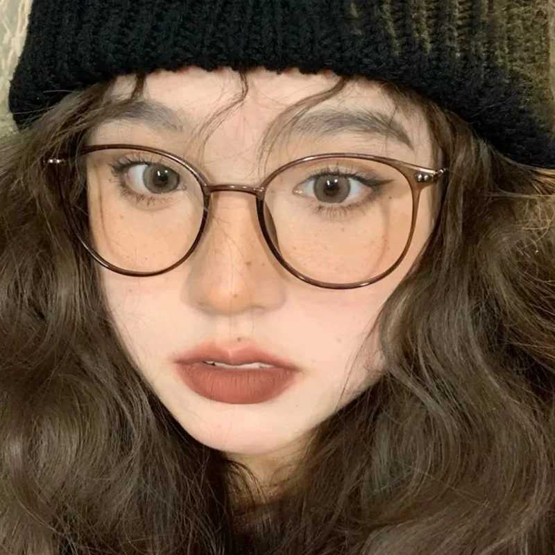 Retro Anti Blue Light Glasses Women Men Round Frame Computer Reading Eyewear Vintage Oversized Optical Spectacle EyeglassX241008