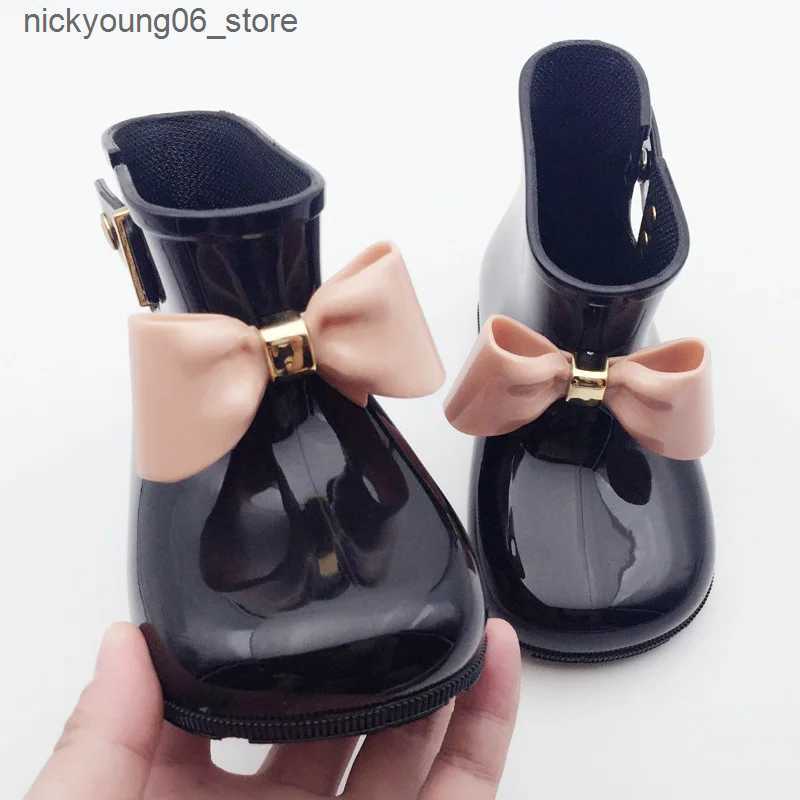 Boots Children Rain Boots Fashion Bow Metal Buckle Girls Boot Cute Toddler Infant Waterproof Shoes Kids Non-slip Water Shoes L240910