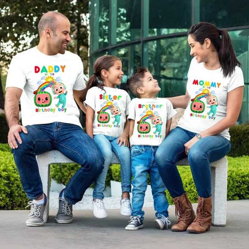 Personalized Family Gift Birthday T Shirt Custom Name Short Sleeve T Shirts Boys Children Kids Clothes Daddy Mommy Party OutfitsXJ241008