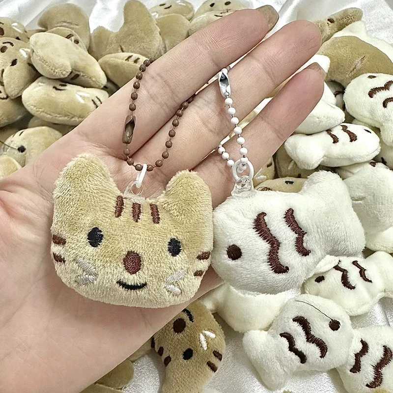 1/2 cartoon fun cat fish keychain couple cute Kai plush toy creative little kitten doll keychain bag hanger decorationXJ250409