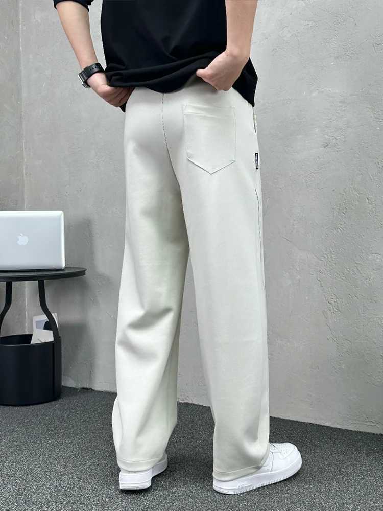 2024 New Autumn Mens Straight Knitted Sweatpants High Quality Drape Stretch Comfort Fabric Casual Pants Claret Baggy TrousersX241008