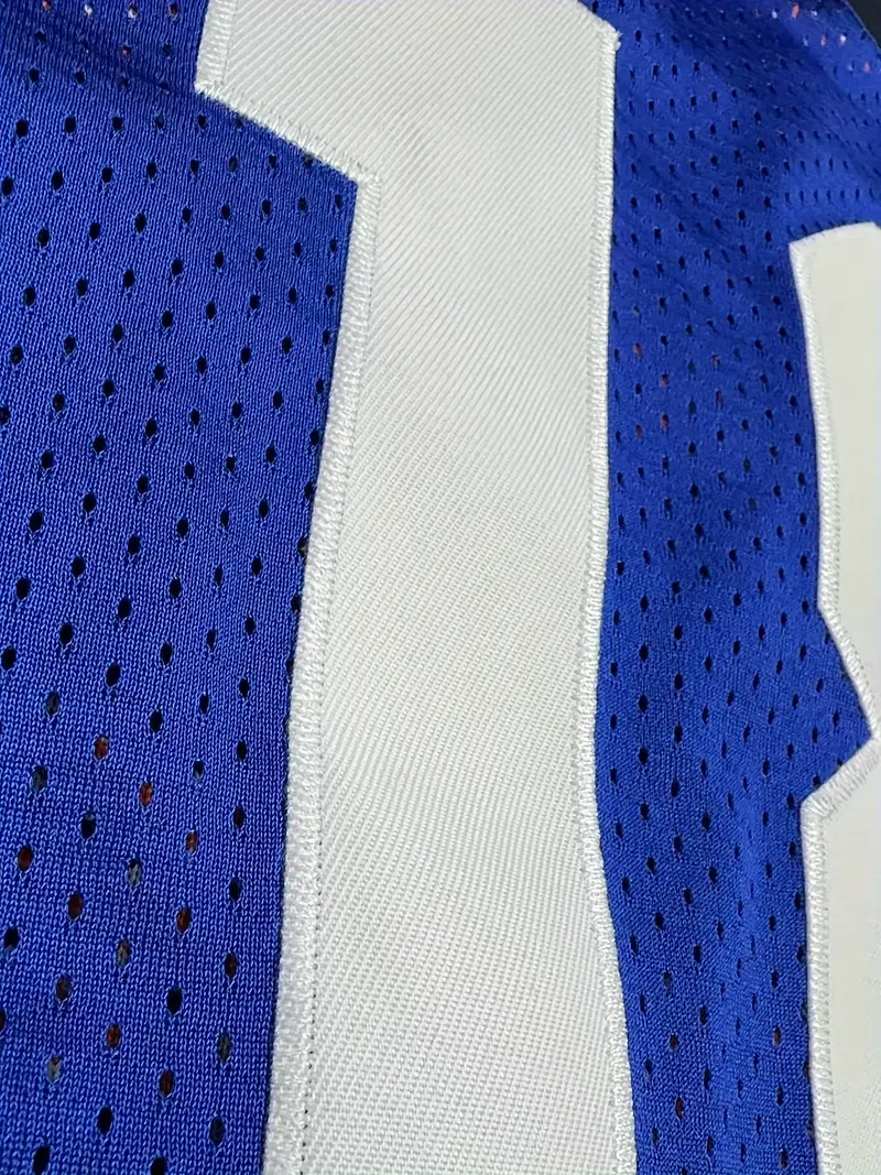 #18 Peyton Manning Comfy V-Neck Football Jersey Blue Mesh Embroidery for Training and Competition Breathable Moisture-Wicking American Football Shirt