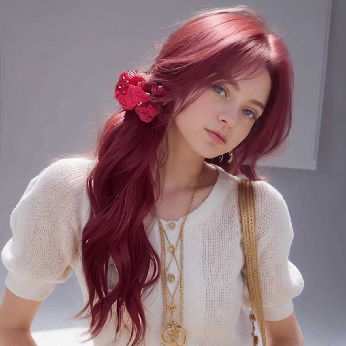 DIFEI Synthetic Mela red long curly wig women wine red heat-resistant big wavy natural curly fashion stylingXJ241008