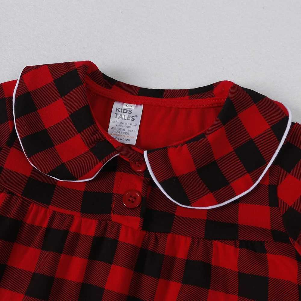 2024 Christmas Clothing Childrens Girls Dress Checkered Striped Printed Velvet Lounge Clothing Childrens Family Matching Christmas Pajamas Customized 