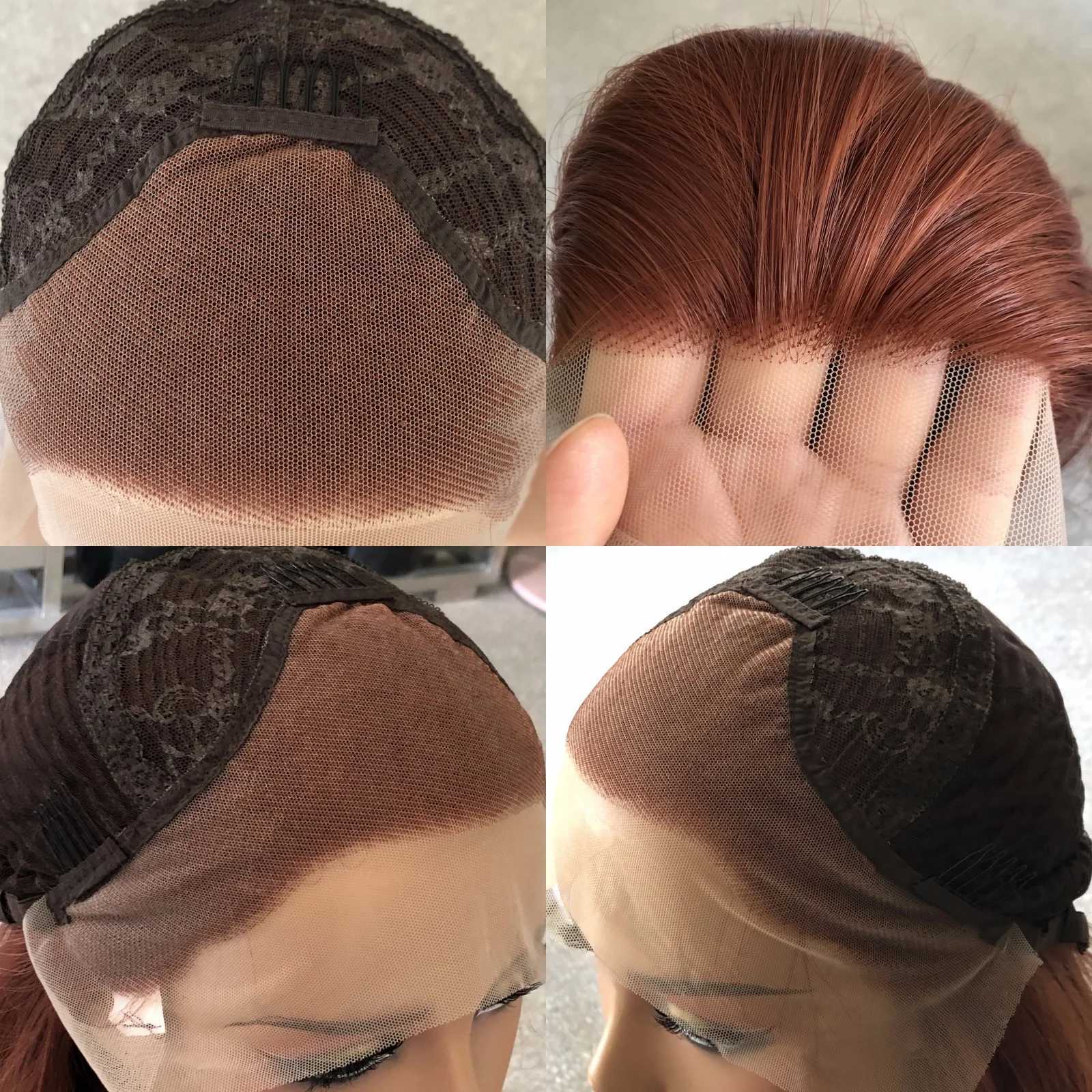Copper Red Wig Natural Wavy Lace Synthetic Hair Lace Front Wig Long Reddish Brown Colored Lace Frontal Wigs for Women PartyXJ241008