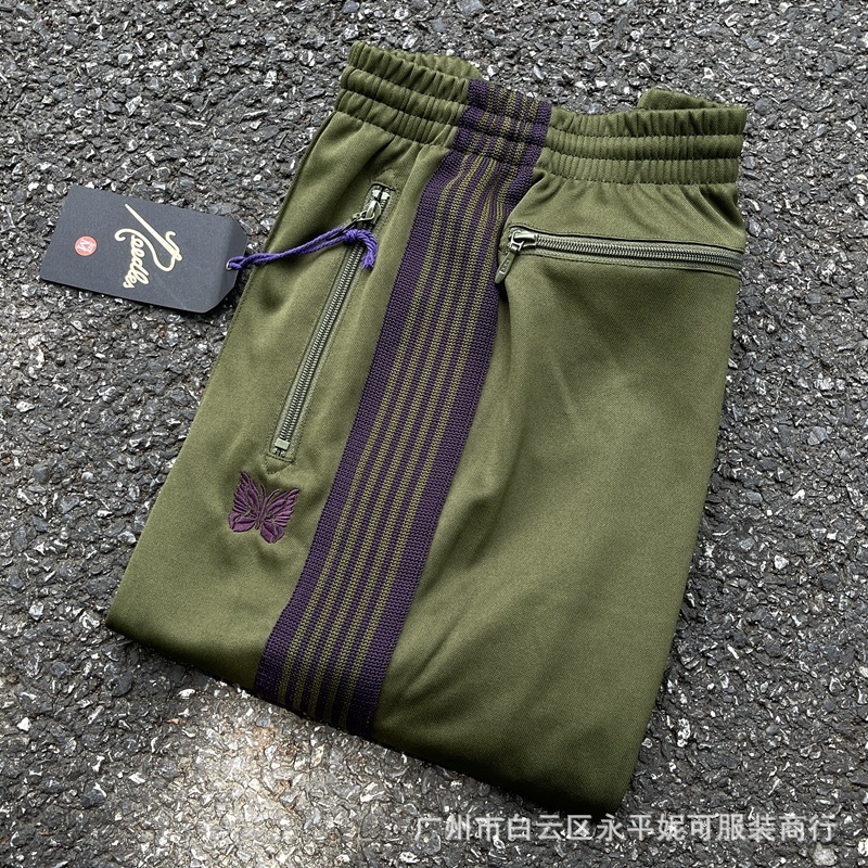 needles track butterfly pants trendy brand niche hanging loose fitting men's and women's straight tube sports casual long pants