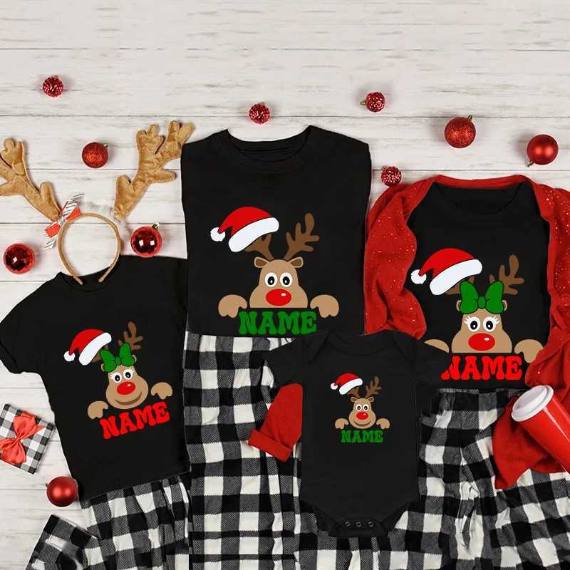 Customized Name Reindeer Shirt Reindeer Family Christmas Shirt Personalized Christmas Shirt Family Matching Top Tee Holiday Christmas Gift W241008