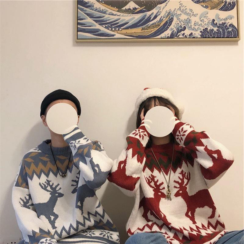 2024 designer's autumn and winter new men's and women's Christmas couple sweater Korean version slim fit fashionable knitted sweater su