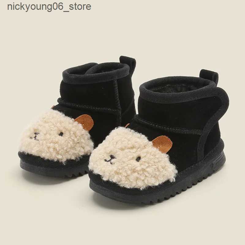 Boots Kid Snow Boot 2023Winter Plush Baby Cotton Shoe Boy Warm Short Boot 1-3 Year Old Baby Walking Shoe Cartoon Padded Boot Girl Shoe L240910
