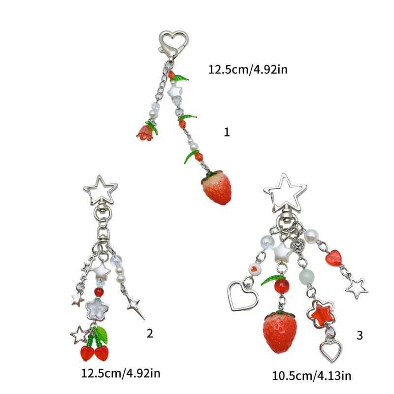 Strawberry Keychain Decoration Charm Backpack Pendant Cherry Keyring Ornament Alloy Material Perfect Gift for Girls TeenX241008