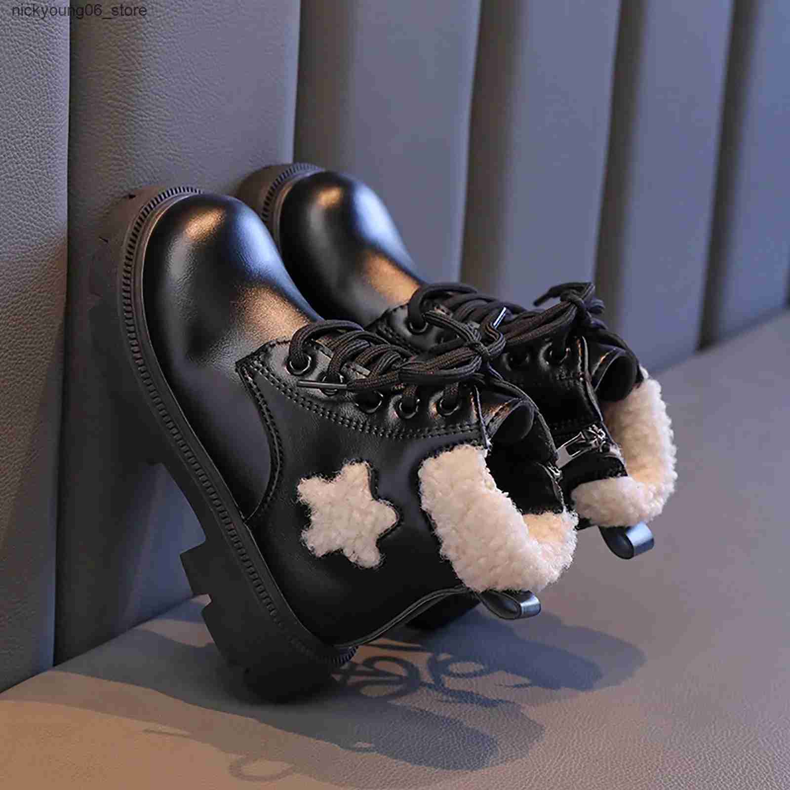 Boots Childrens Winter Warm Non-Slip Boots Girls Ankle Boots Low Block Heel Booties Childrens Shoes Kids Boys Girls Boots Botas L240910
