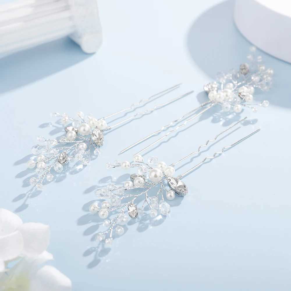 3 pearl rhinestone bridal headpieces handmade silver gold wedding hair clips party hair accessories W241007