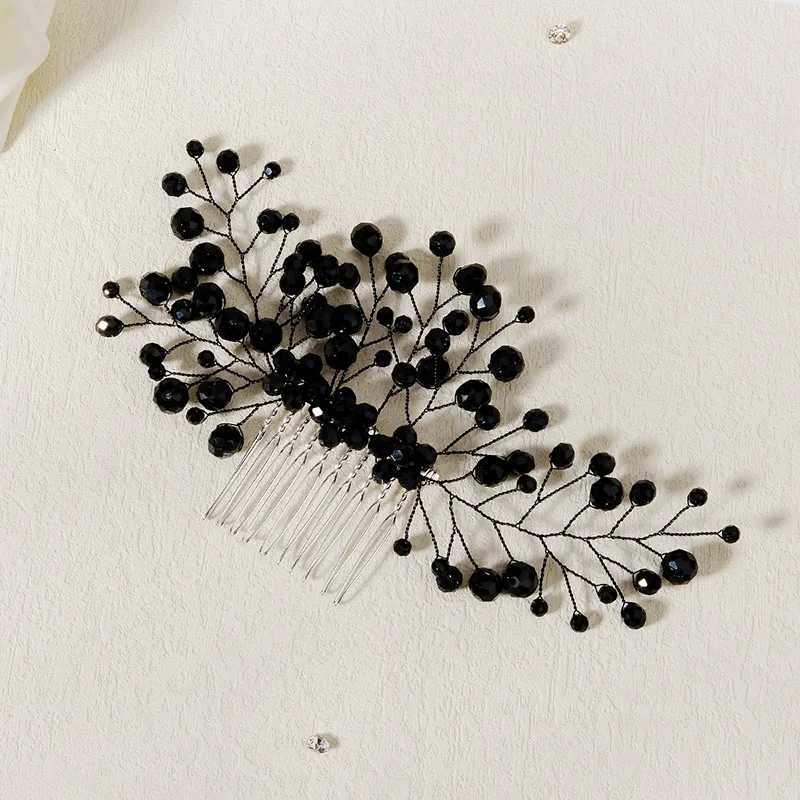 Simple Black Crystal Female Hair Comb Bridal Hair Accessories Wedding Hair Jewelry Bridal Hair Decoration W241007