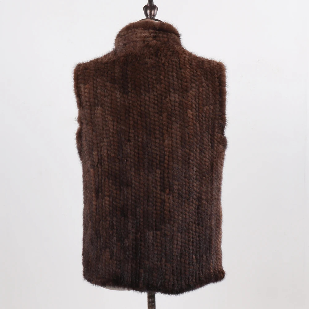 Womens Natural Warm Mink Vest Autumn Winter 100% Genuine Leather Sleeveless Jacket y 240929