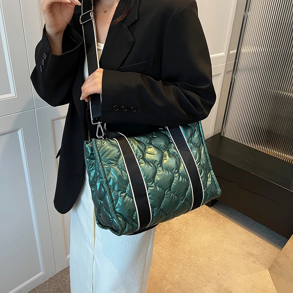 Fashion tote bag autumn and winter shoulder down comforter cotton ten letter backpack shopping travel large capacity ner 241008