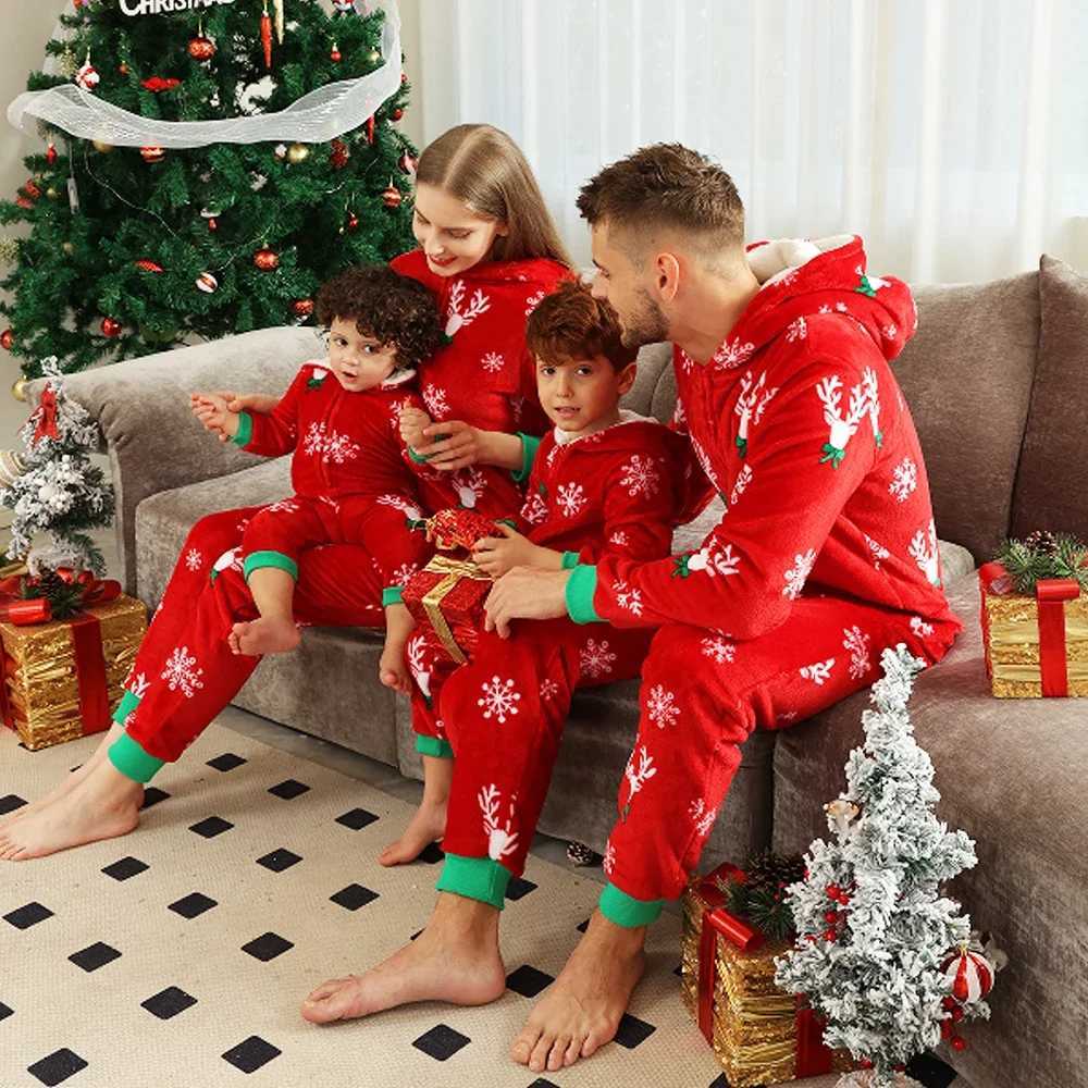 Family cartoon printing cute pajamas flannel thick warm clothing set for parents and children matching set Christmas pajamas W241008