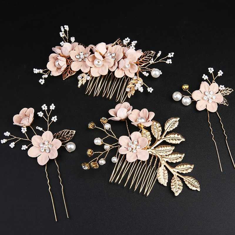 Wedding bride hair clip female bride hair accessories pearl rhinestone flower hair comb wedding jewelry W241007