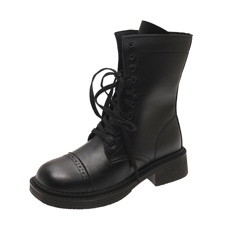 Women's Lace-Up Square-Toe Fashion Short Boots cbf4