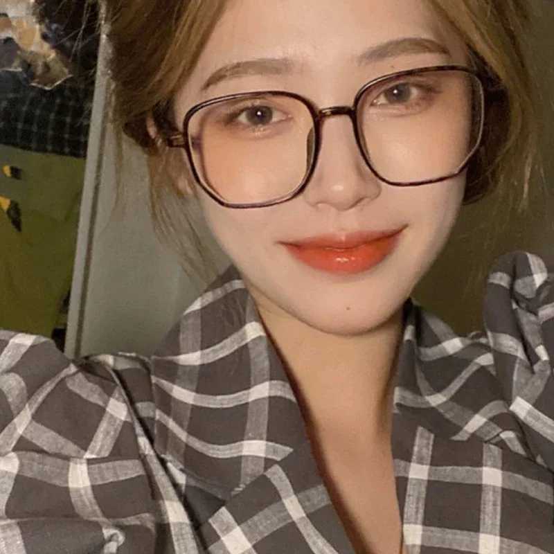 Black Square Frame Glasses Women Girls Oversized Spectacle Frames Eyewear Plastic Anti-Blue Light Reading Computer EyeglassesX241008