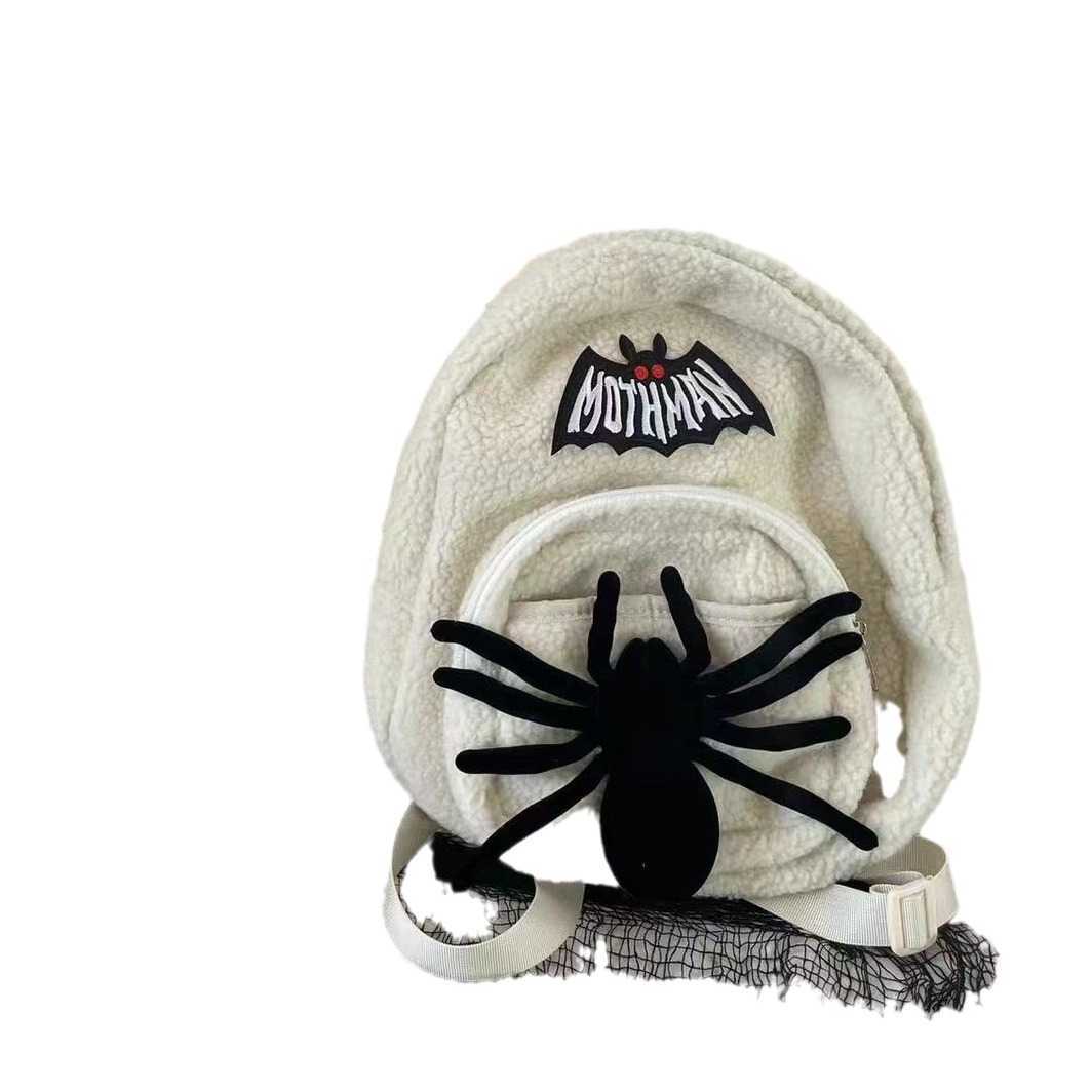 Autumn Winter Spider Ghost Series Plush Bag Lamb Hair Bag T Small Backpack Mini Women's Bag 241015
