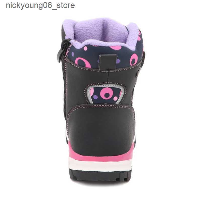 Boots Cute eagle Winter Girls Boots Warm Wool School Outdoor Cute Baby Zipper Boots Plush Rubber Winter Snow Boots Girls EU Size 27-32 L240910