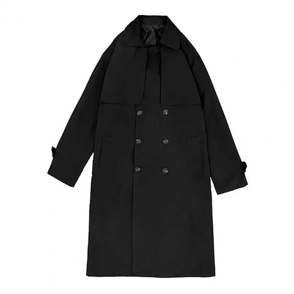 Autumn trench coat lapel coat oversized and fashionable streetwear mens spring coat mens winter coat for dating W241007