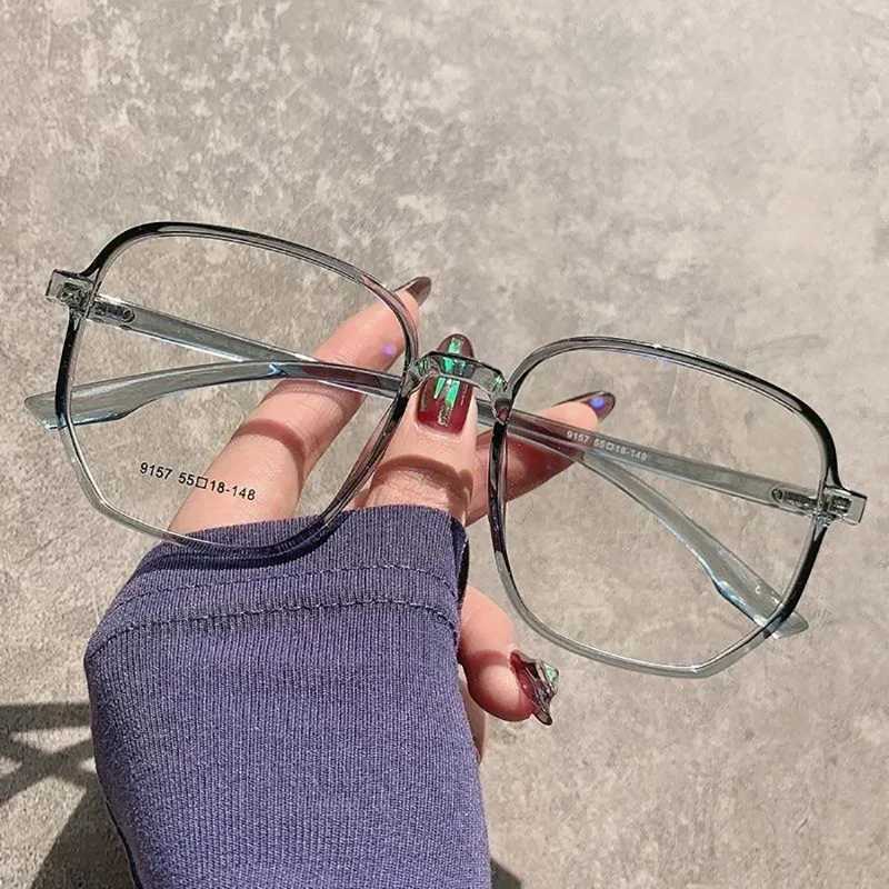 New Fashion Transparent Anti Blue Light Glasses Big Square Frame Women Men Computer Eye Production Plain Spectacles EyeglassesX241008