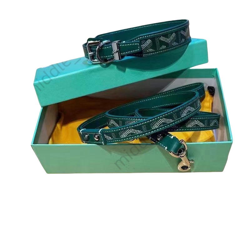 Ins Classic High-end Cow Leather Pet Collar Large, Medium And Small Dogs Dog Leash Set Gift Box