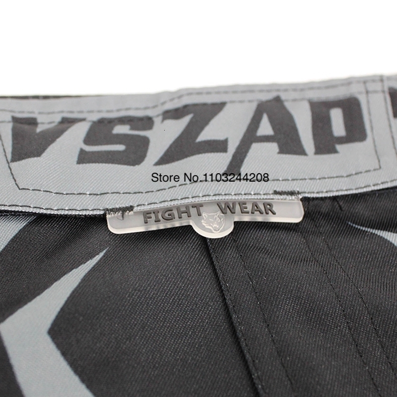 Mens MMA Shorts Vszap Fight Pants Gray Wolf Print Premium Martial Arts Muay Thai Boxing Shorts BJJ Grappling Sparring Trunks