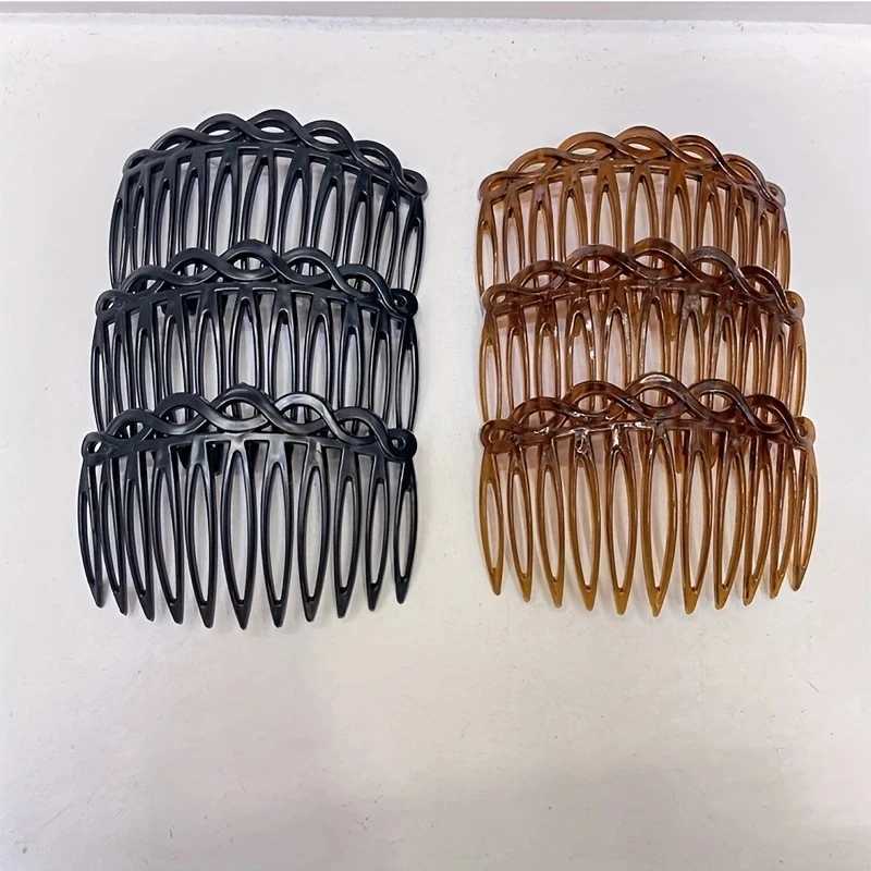 2PCS French hair comb hair accessories straight tooth hair clip hair clip side comb bride wedding veil comb retro weaving effect W241007