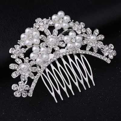 Silver Pearl Water Diamond Wedding Hair Comb Female Hair Accessories Jewelry Bridal Headwear W241007