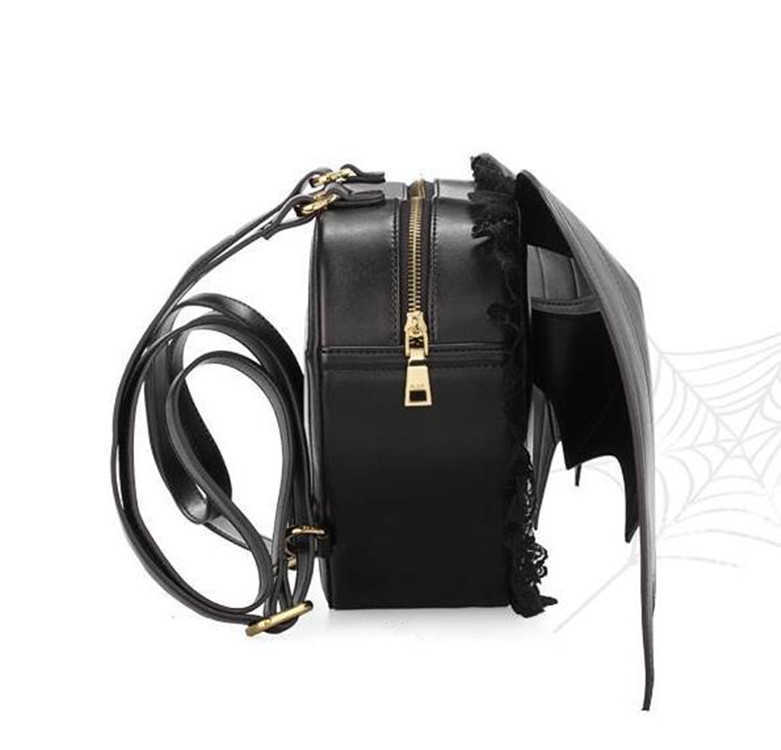 autumn black angel demon bat backpack women's lace backpack women's bag 241015