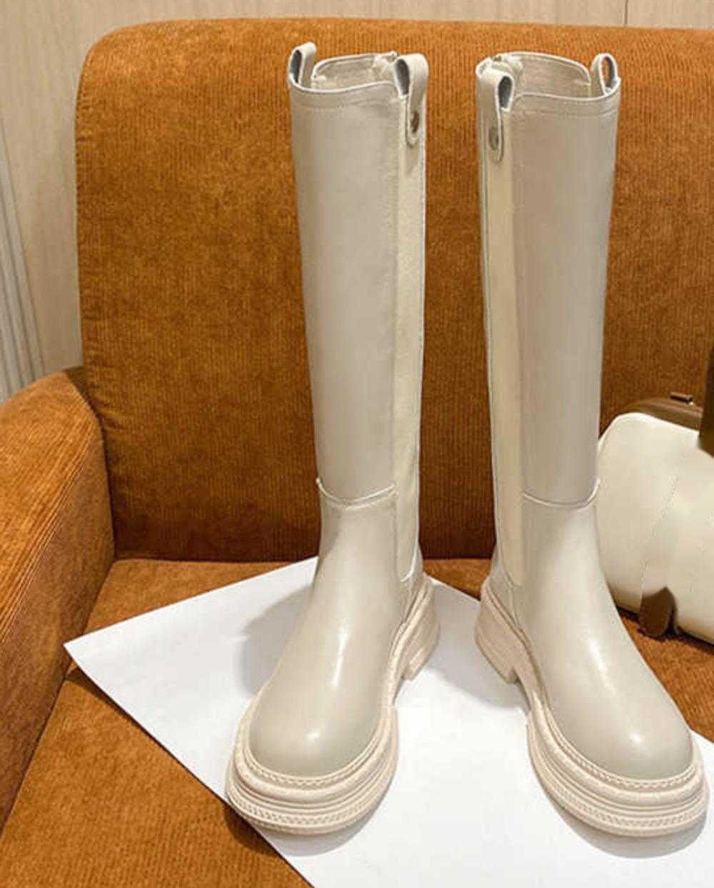 Long Martin Boots For Women Spring And Autumn Slim Long Boots With Fat Legs Mm Knight Boots With Thick Legs High Leg Womens Boots 240826