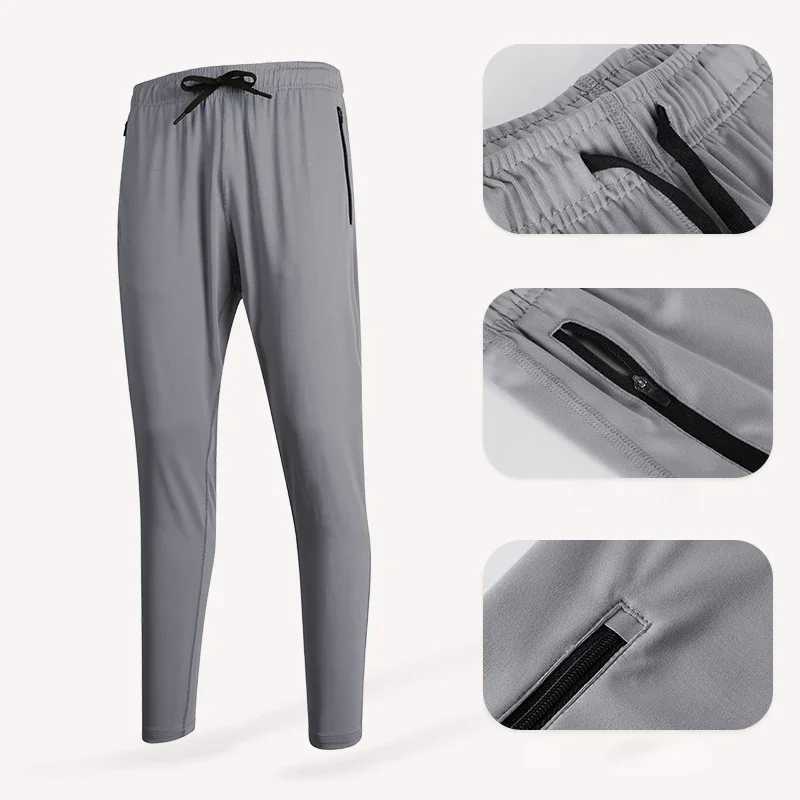 Mens Ice Silk Comfort Fitness Sweatpants Running Solid Color Elasticity Legging Bodybuilding Yoga Quick Dry Pants Go HikingX241008