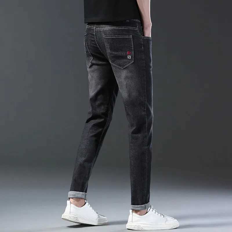 2024 new denim jeans ultra-thin fashion brand elastic fashion spring summer gray black brand mens classic pantsW240715