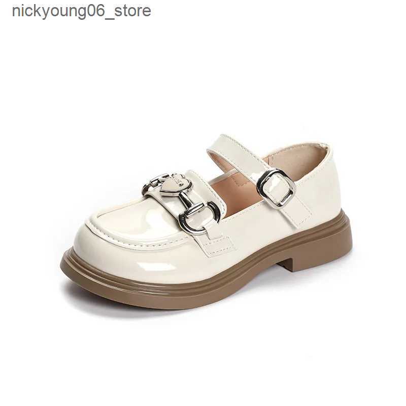 Boots Girl Leather Shoes Mary Jane Spring Autumn Glossy Kids Black School Performance Shoes Fashion Children Princess Shoes Thick Sole L240910