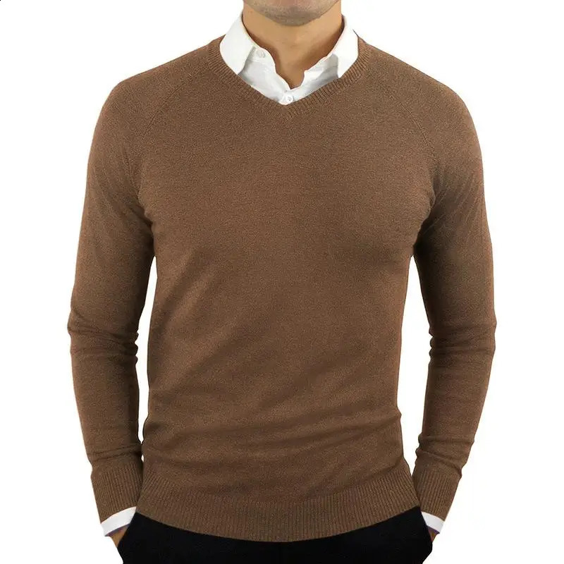 High Quality Fashion Woolen Knit Pullover V Neck Sweater Black for Men Autum Winter Casual Jumper Clothes 2Xl 240930