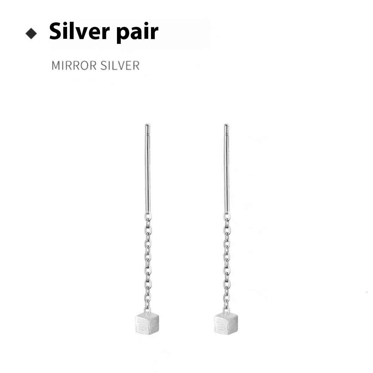 Pure sier needle for women, simple cool style, small square, sleeping without taking off the ear , stylish and trendy earrings