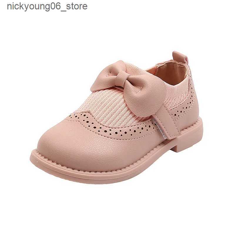 Boots Autumn Little Girls Leather Shoes Childrens Cute Bow Patent Leather Princess Shoes Kids Flat Heels Toddler Sneakers L240910