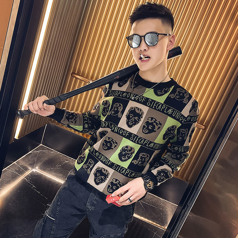 Designer winter fleece sportswear men's Korean style autumn winter cool pine versatile fashion brand 2024 personalized printed base shirt
