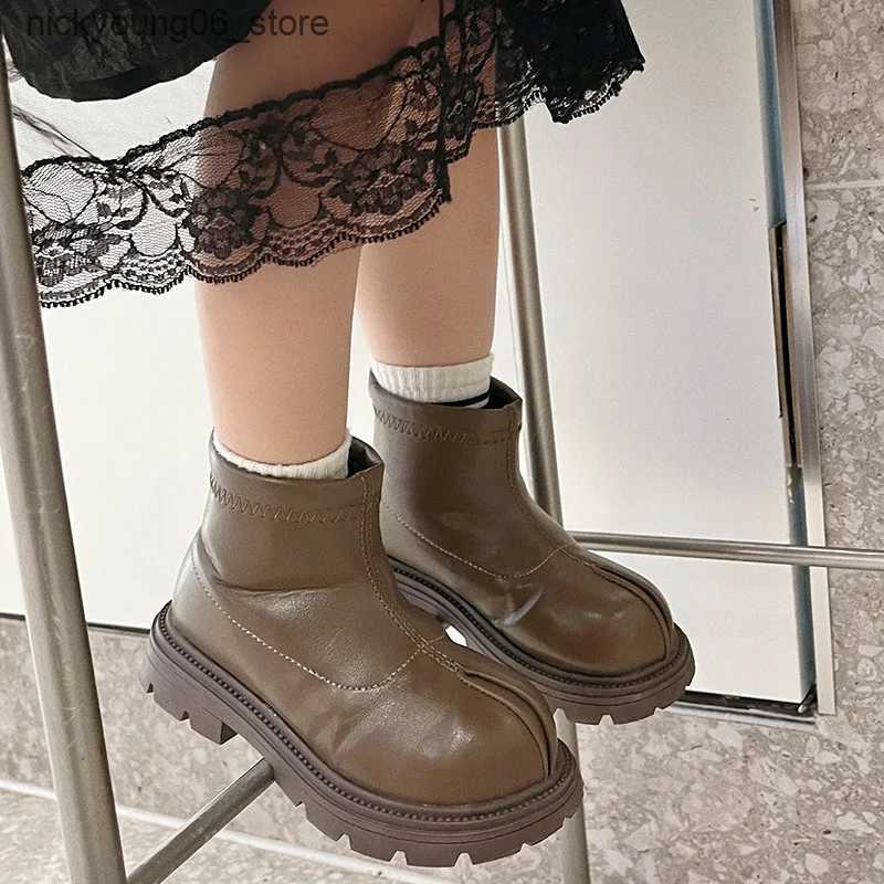 Boots Girl Winter Boots Solid Color Classic Children Platform Ankle Boots Fashion Warm Versatile Kids Causal Outdoor Cotton Boots New L240910