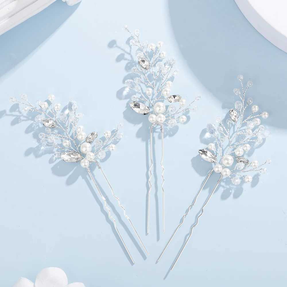 3 pearl rhinestone bridal headpieces handmade silver gold wedding hair clips party hair accessories W241007
