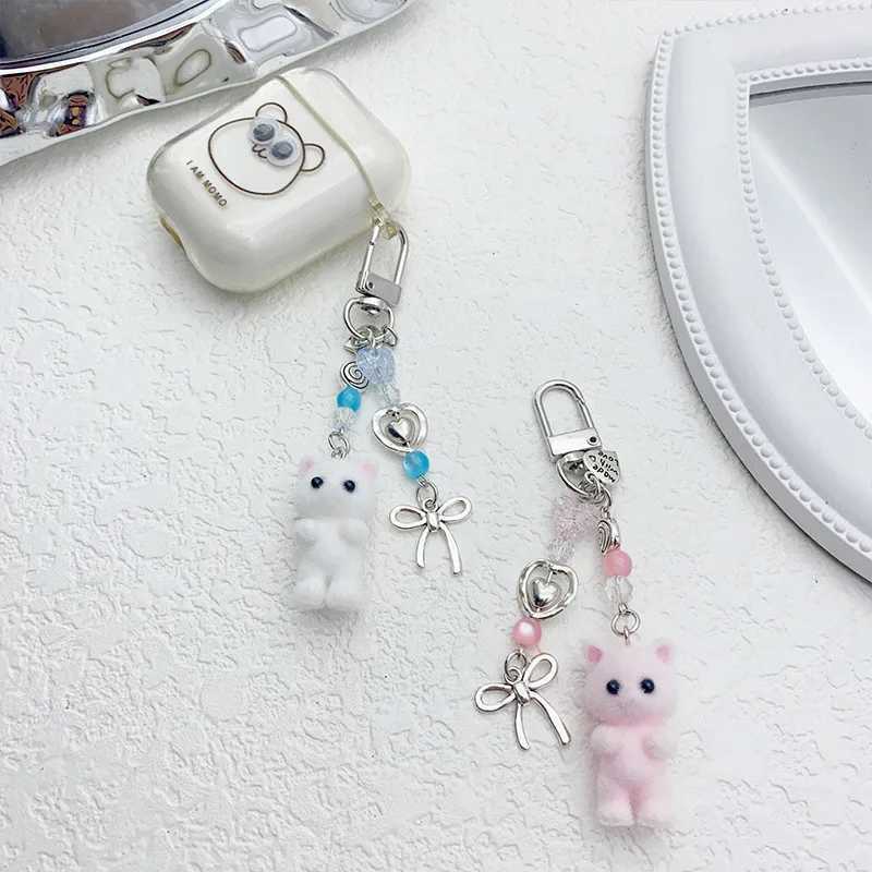 Korean Cute Kitten Five-Pointed Star Cat Paw Love Keychain Mobile Phone Chain Anti-Lost Lanyard Pendant Earphone Camera ChainX241008