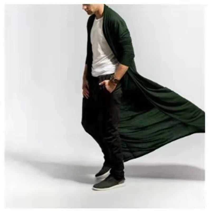Spring and Summer Mens Thin Trench Top with Long Open Skirt Windproof Machine 2024 Fashion Loose Sleeve Raincoat Street Clothing W241007