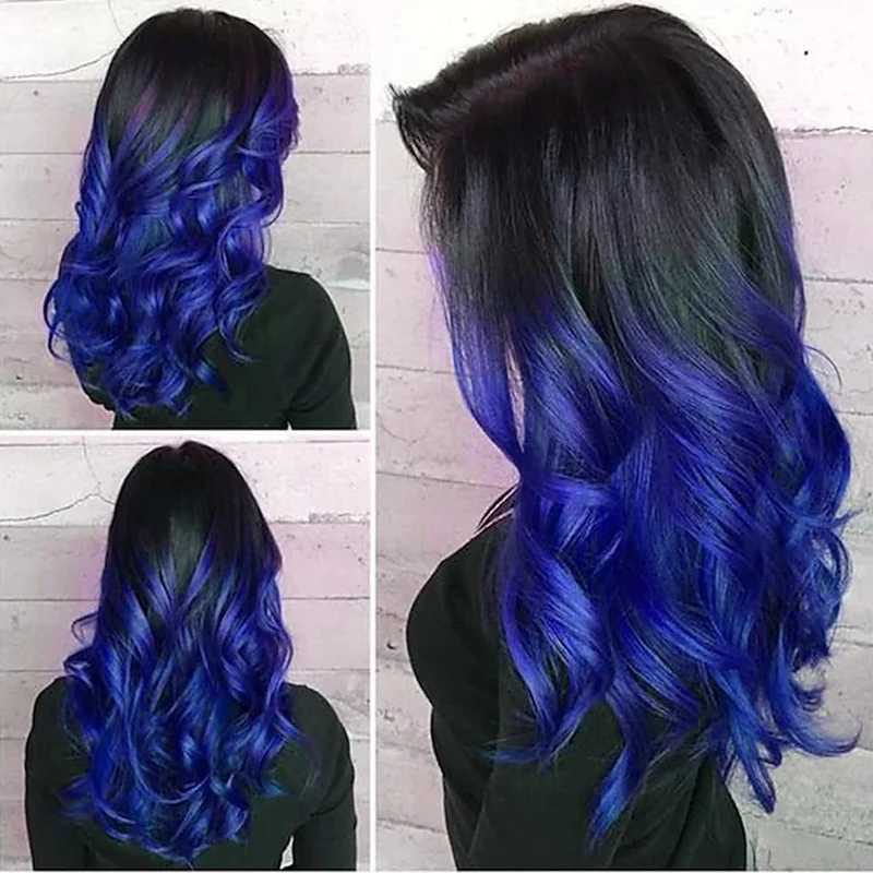 HAIRJOY Synthetic Heat Resistant Hair Black to Purple Ombre Women Long Wavy Wig for Party Costume HalloweenXJ241008