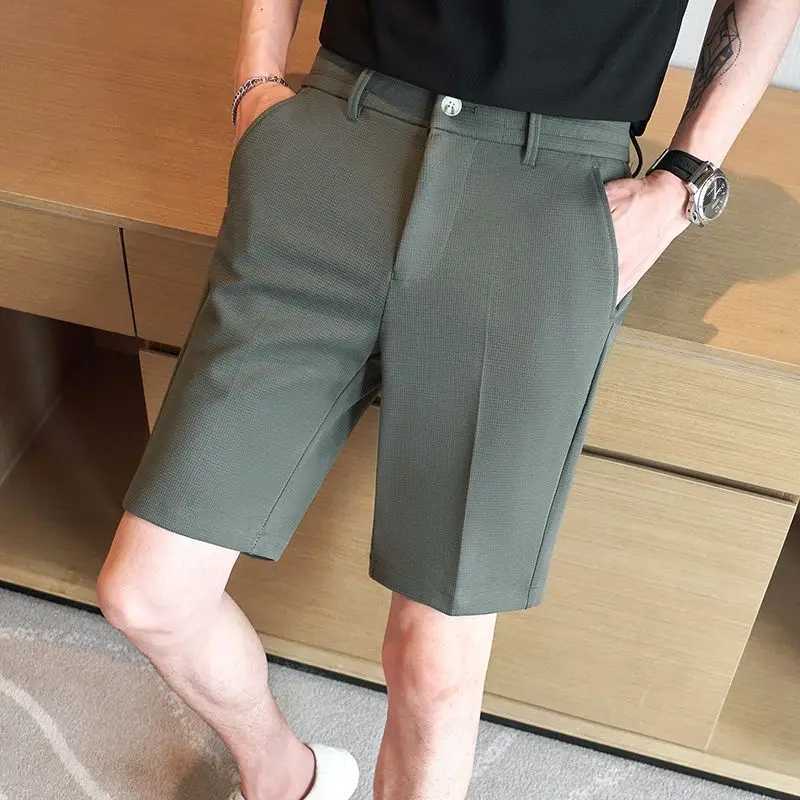 2024 New Trends Summer Solid Color Pocket Mens Zipper Folded Shorts Fashion Simple Edition Casual Knee Length Straight PantsW240713