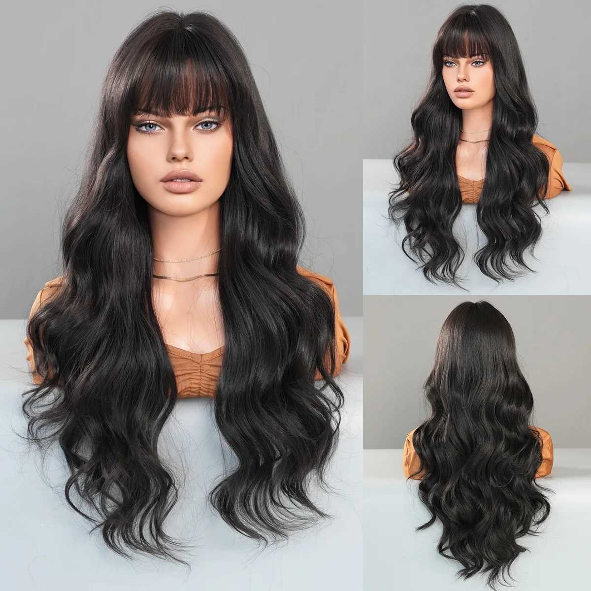 New fashion wig female long curly hair orange big wave synthetic fiber high temperature silk wig full head coverXJ241008