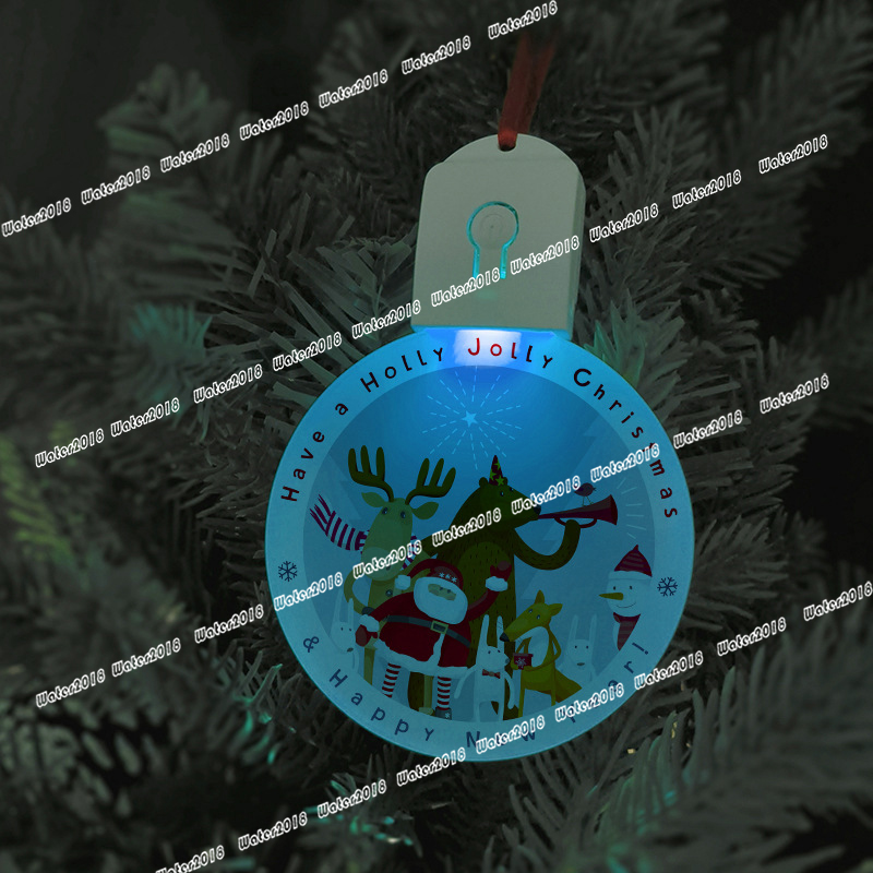 Sublimation Blank Christmas Ornament Bulb 7 Colors Changing Printing Acrylic Xmas Round LED light