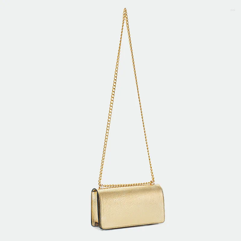 Drawstring Women's Litchi Leather Shoulder Bag With Chain Classic Gold New Clutch Cleanfit Style Sold Color Mirror Purse For Party Wholesale